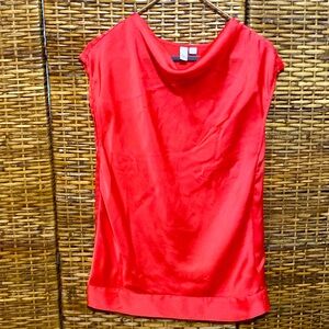 EUC Go International Red melon Cowell neck sleeveless Blouse M